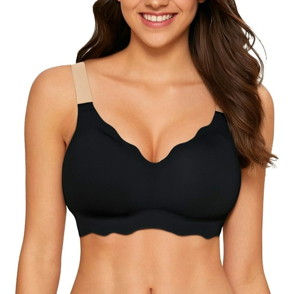 Hontri Push-Up Wireless Bra for Small Chest Lift & Enhance Wireless Bra for Small Bust - Seamless Push-Up Bralette - Anti-Sagging Comfort Everyday Wear (S-XXL) (Black | 3XL)