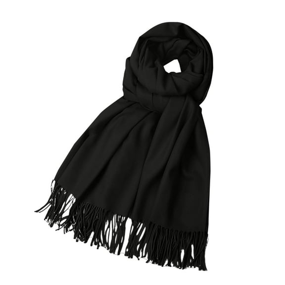Hontri Scarf Fleece Solid Color Imitation Scarf Versatile Fleece Scarf Warm Shawl Scarf for Women Black