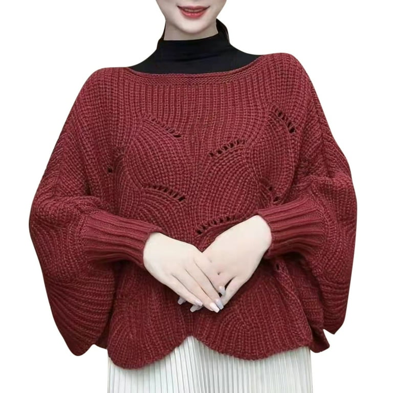 Irregular O Neck Bat Sweater Irregular O Neck Bat Sweater