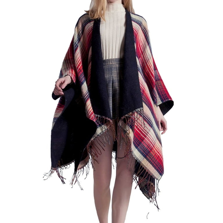 Hontri Scarf Shawl in Sale, Women's Travel Plaid Shawl Wrap Front