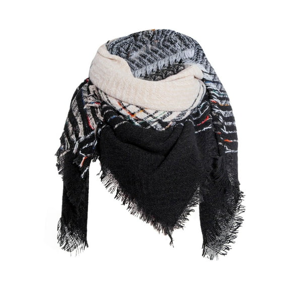 Hontri Scarf Women Fall Winter Scarf Classic Tassel Plaid Scarf Warm Soft Chunky Large Blanket Wrap Shawl Scarves Scarf for Women Black
