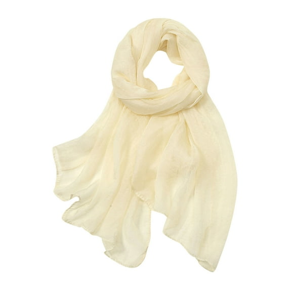 Hontri Scarf Women Summer Casual Colorful Multicolor Solid Color Chiffon Thin Regular Silk Scarf Scarf for Women Beige