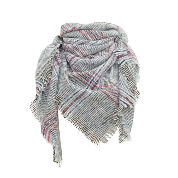 Hontri Scarf in Clearance, Women Fall Winter Scarf Classic Tassel Plaid Scarf Warm Soft Chunky Large Blanket Wrap Shawl Scarves, Female Grey One Size