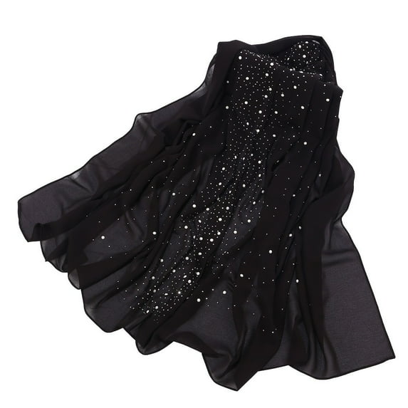 Hontri Scarf in Sale, Women's Fashion Chiffon Long Scarf Muslim Hijab Arabic Scarf Shawl Headdress Beanie Headwrap Sleep Hat Black