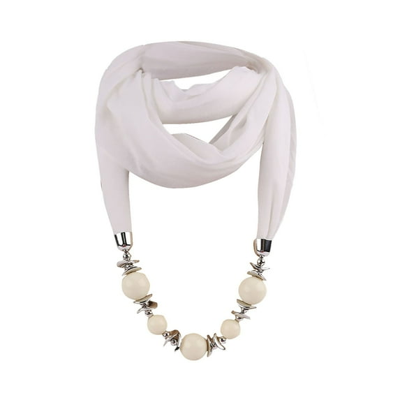 Hontri Scarf in Sale, Women's Tassel Rhinestone Jewelry Pendant Scarf 1 Scarf White