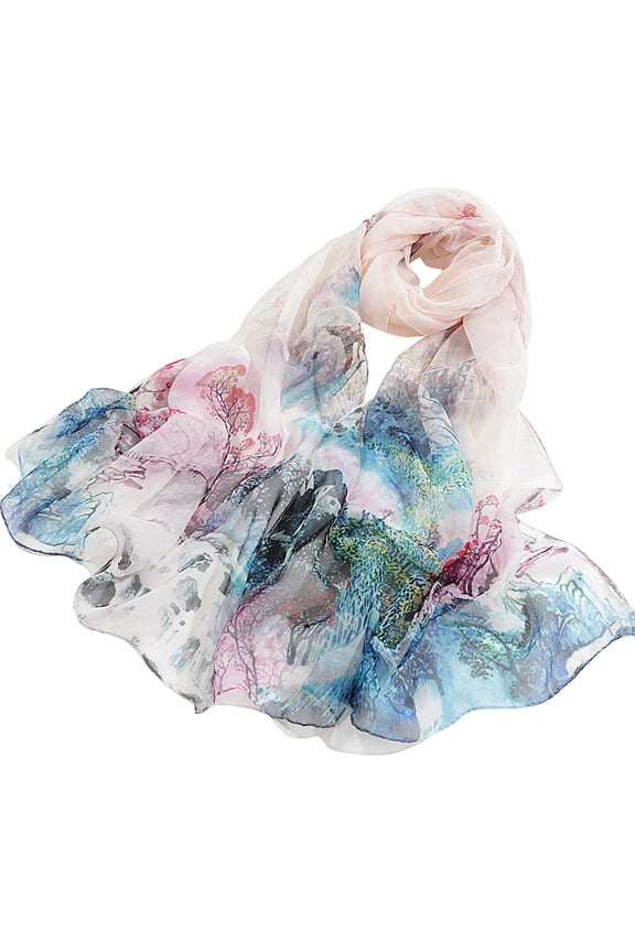 Silk Scarf Scarfs for Women Lightweight Print Floral Pattern Scarf Shawl Fashion Scarves Sunscreen Shawls And Wraps for Spring Womens Silk Scarves Beige