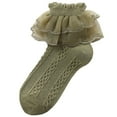 thumbnail image 1 of Hontri Slouchy Socks for Women Ruffle Lace Socks Women Socks Ruffle Lace Decor Thin High Elasticity Anti Slip Soft Breathable Solid Color Sweat Absorption No Odor Boot Socks for Women Green, 1 of 4