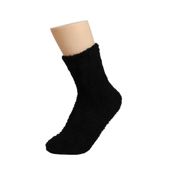 Hontri Slouchy Socks for Women Women's Solid Color 2 Pairs Plush Socks Winter Solid Color Thickened Floor Sleeping Plush Socks Boot Socks for Women Black