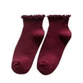 thumbnail image 1 of Hontri Slouchy Socks for Women Women Edge Cotton Vertical Striped Boat Socks Socks Boot Socks for Women Red, 1 of 4