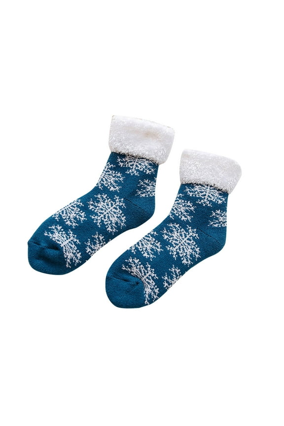Slouchy Socks for Women Women Winter Thickened Plush Socks Nonslip Floor Socks Socking Boot Socks for Women Dark Blue