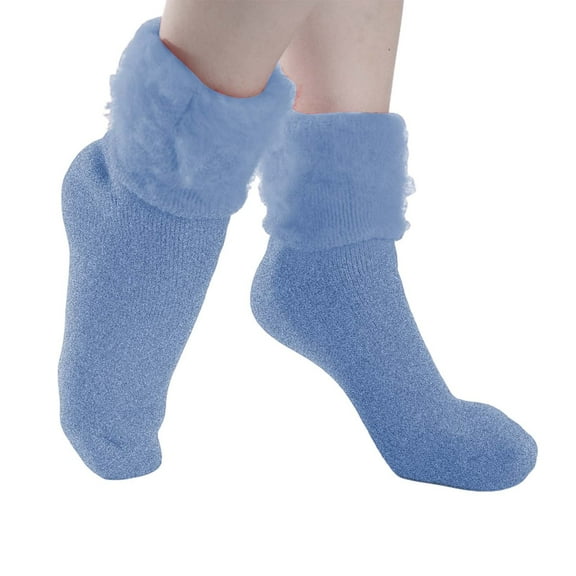 Hontri Sock Slippers in Sale, Women's Fashion Multicolor Solid Color Comfort Socks Winter Fleece Warm Socks Grip Socks Sky Blue