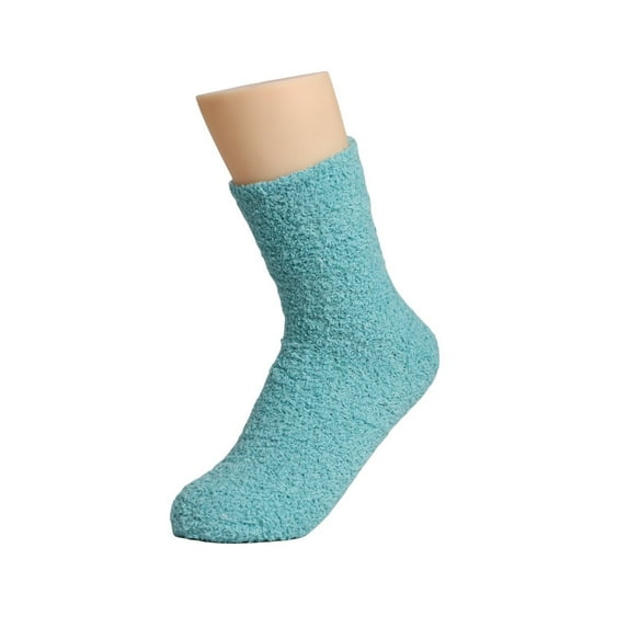 Hontri Socks on Sale, Women's Solid Color 2 Pairs of Plush Socks Winter Solid Color Thickened Floor-Standing Sleeping Plush Socks 2 Pairs of Socks Blue
