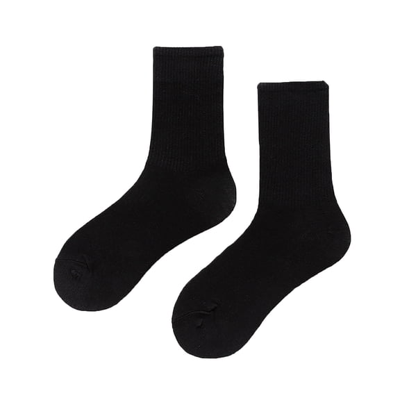 Hontri Socks in Sale, Women's Solid Color Mid-Calf Socks, Thin Spring and Summer Candy-Colored Multi-Color Soft Socks for All Seasons A Pair of Socks Black