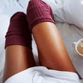 thumbnail image 1 of Hontri Socks in Sale, Girls Ladies Ladies Thigh High Over Knee Socks Long Cotton Socks To Keep Warm A Pair of Socks Wine, 1 of 3