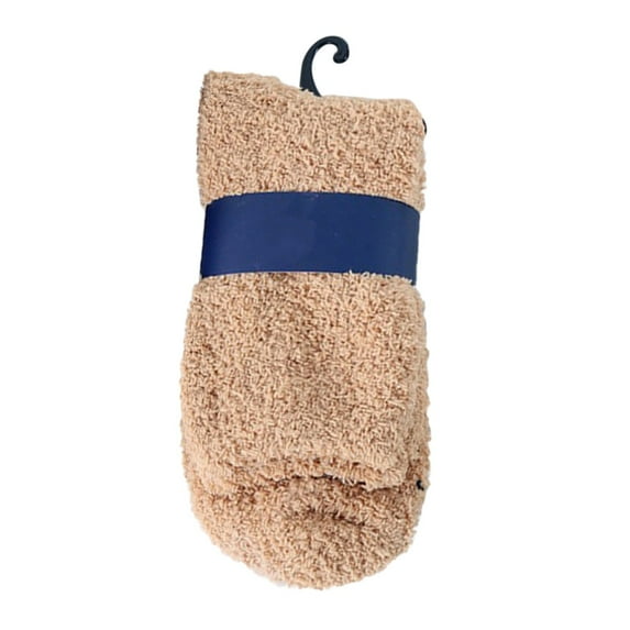Hontri Socks on Sale, Autumn and Winter Solid Color Plush Warm Coral Velvet Home Socks Carpet Socks Sleep Socks 1 Pair of Socks Khaki