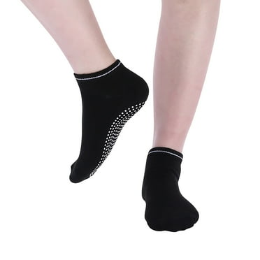 Hontri Socks on Sale, Women's Solid Color Backless Grip Socks Yoga Ankle Sports Socks Women's Non-Slip Slippers Socks 1 Pair of Socks Black