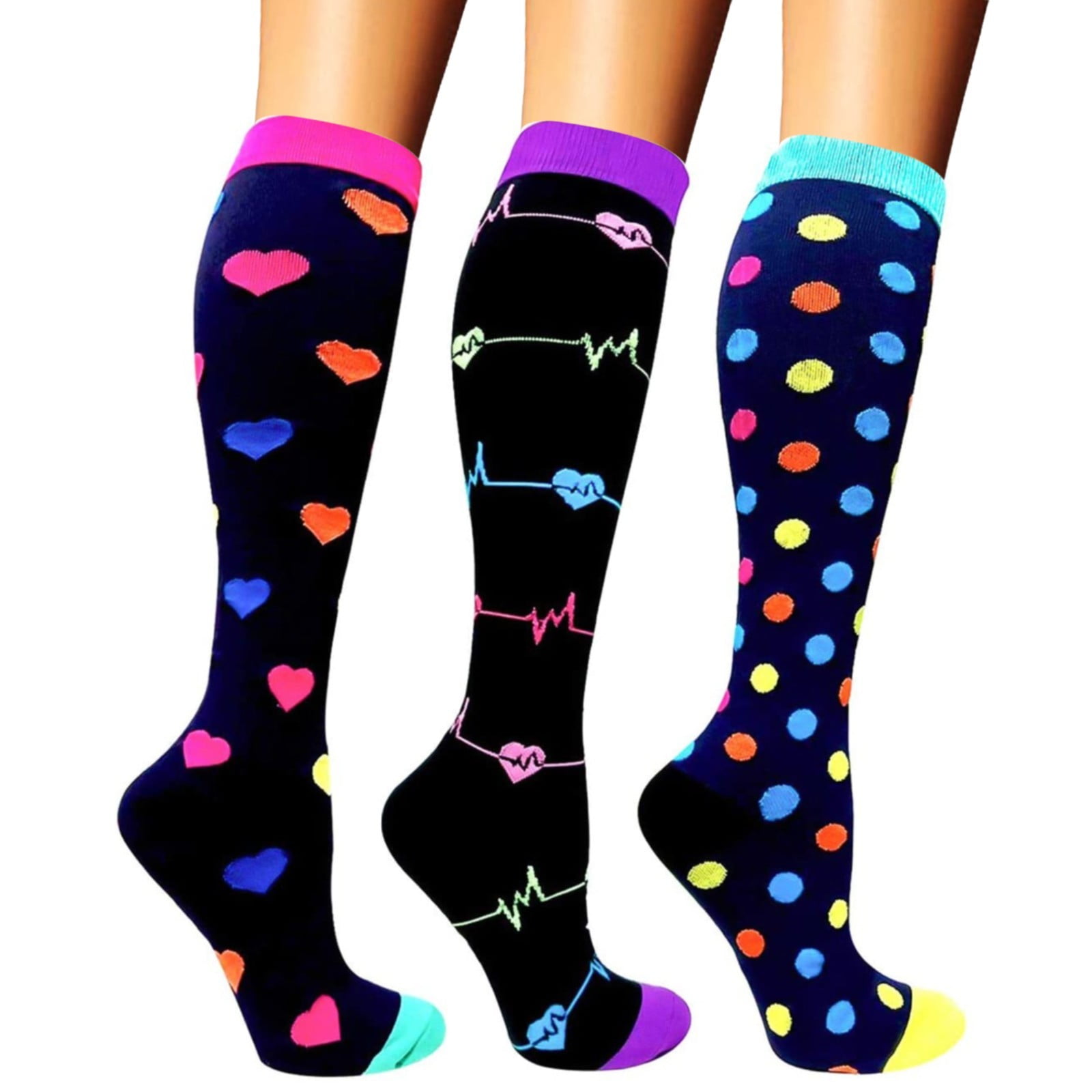Stockings in Sale, Double-Packed Compression Socks for Men and Women, Colorful Support Socks for Sports, Flying, Running, Traveling and Cycling 3 Pairs Of* Socks