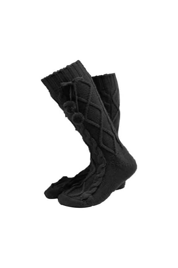Stockings in Sale, Autumn and Winter Mid-Calf Socks Mid-Calf Knitted Plush Socks Ball Diamond Socks 1 Pair of Socks Black
