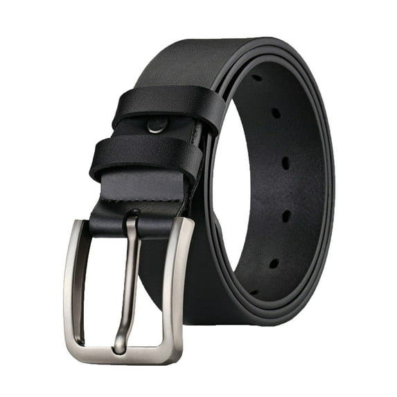Hontri Stretch Belt Cowhide Leather Single Men's Belt Pin Layer Belt Buckle Perforated Belt Dressy Waist Belt