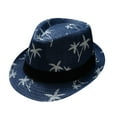 thumbnail image 1 of Hontri Sun Hat in Sale, Parent-Child Adult Beach Style Travel Tree Printed Paper Straw Hat Jazz Hat Seaside Sun Hat Beach Hat Dark Blue, 1 of 3
