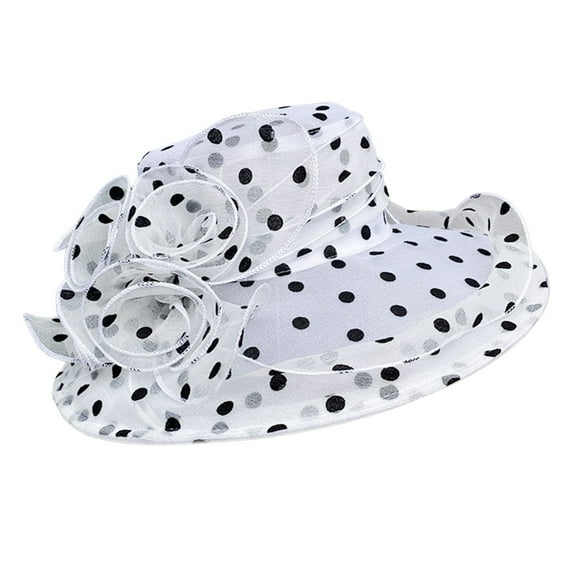 Hontri Ken/tucky Derby Hats for Women on Sale, Spring and Summer Mesh Sun Hat, Floral Temperament Wedding Hat, Sun Dome Big Brim Hat, Fashionable Hat for Women 0 White