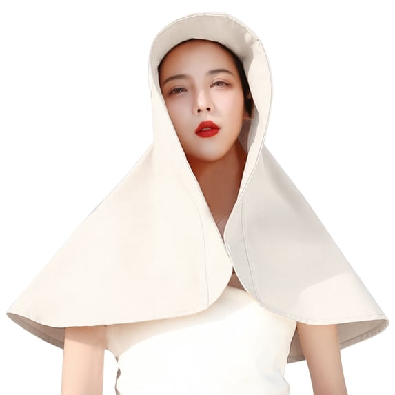Hontri Sun Hats in Clearance, Ladies Sun Protection Solid Color Large Brim Neck Shawl Bucket Hat, Female Khaki One Size