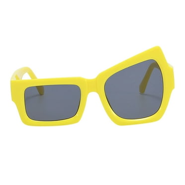 Hontri Sunglasses on Sale, Oversized Irregular Polarized Sunglasses for Women and Men Retro Tone Anti-Light Classic Large Sunglasses Sunglasses Men Yellow