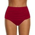 thumbnail image 1 of Hontri Swimwear Tankini for Women 2024 Deals Under $20, Women's High Waisted Swim Bottom Ruched Bikini Tankini Swimsuit Briefs Rd/L Red L, 1 of 4