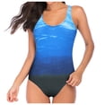 thumbnail image 1 of Hontri Swimwears One Pieces, Womens Swimming Costume Padded Swimsuit Monokini Push Up Bikini Sets Swimwear Blue L under $10, 1 of 8