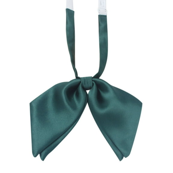 Hontri Tie in Sale, Women's Double-Layered Bow Tie with Flowers, New Featherless Japanese Style College Style Solid Color Glossy Bow Tie 1Pc Bow Tie Army Green