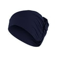 thumbnail image 1 of Hontri Turban Cap Head Wraps in Sale, Women's Solid Color Beaded Hat Muslim Ruffle Cancer Chemotherapy Hat Wrap Hat Chemo Head Wraps Navy, 1 of 5