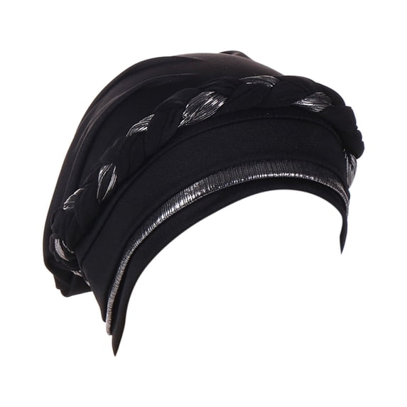 Hontri Turban Cap Head Wraps on Sale, Women's Braid Hat Muslim Ruffle Cancer Hijab Wrap Hat Chemo Head Wraps Black