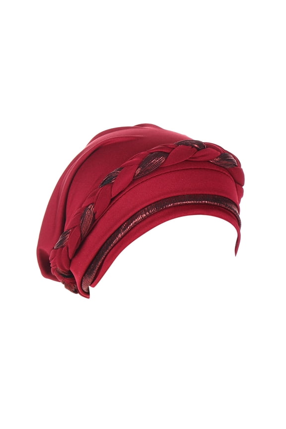 Turban Cap Head Wraps on Sale, Women's Braid Hat Muslim Ruffle Cancer Hijab Wrap Hat Chemo Head Wraps Red