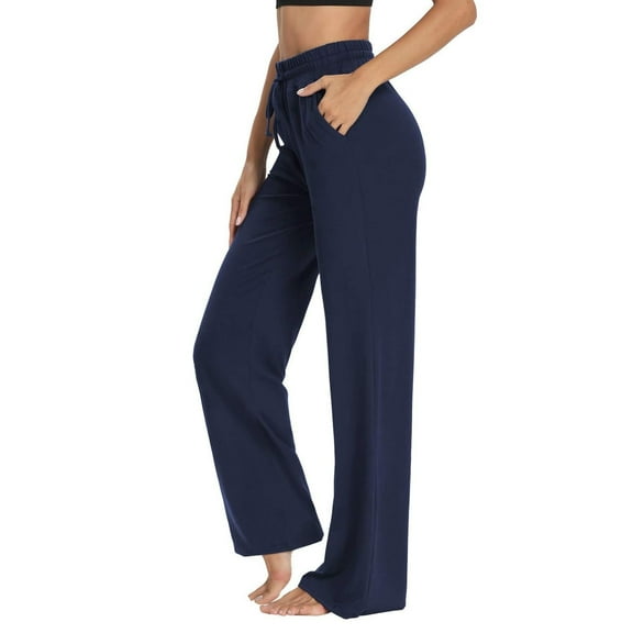 Hontri Wide Leg Pants Woman Wide Leg Pants for Women Comfortable And Lightweight Stretch Waist Yoga Pants with Pocket Casual Pants Loose Lounge Pants