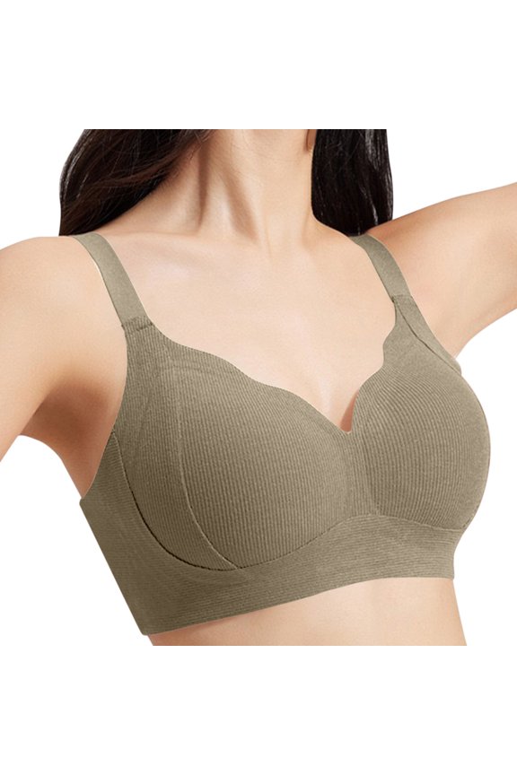 Wire-Free Nursing Bras for Breastfeeding Moms - Soft Cotton Maternity Bras, Daily Comfort & Support (Beige, No Underwire) Beige L