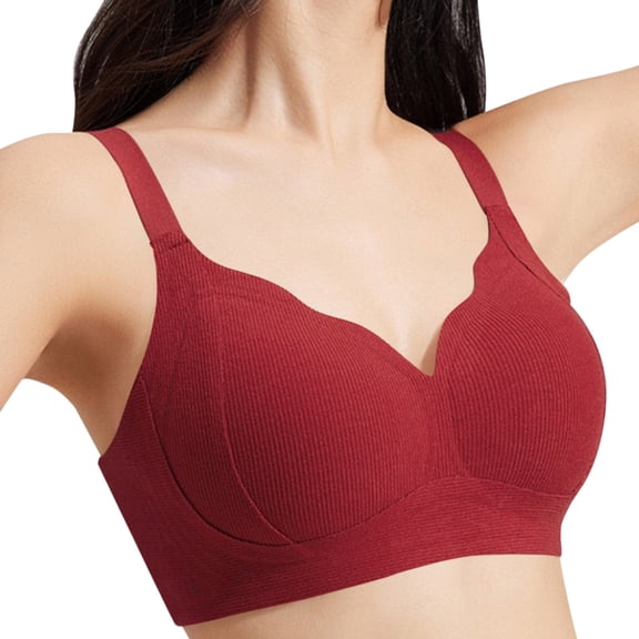 Hontri Wire-Free Nursing Bras for Breastfeeding Moms - Soft Cotton Maternity Bras, Daily Comfort & Support (Beige, No Underwire) Red XXL