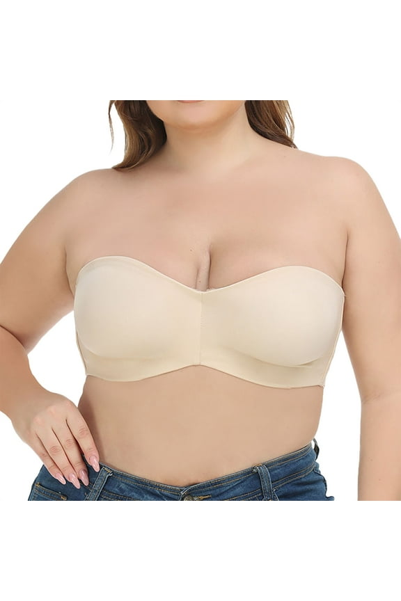 Wirefree Comfort Bra - Breathable Cotton Bralette with Removable Padding, Seamless Strapless Design for Everyday Wear (Beige | 75F)