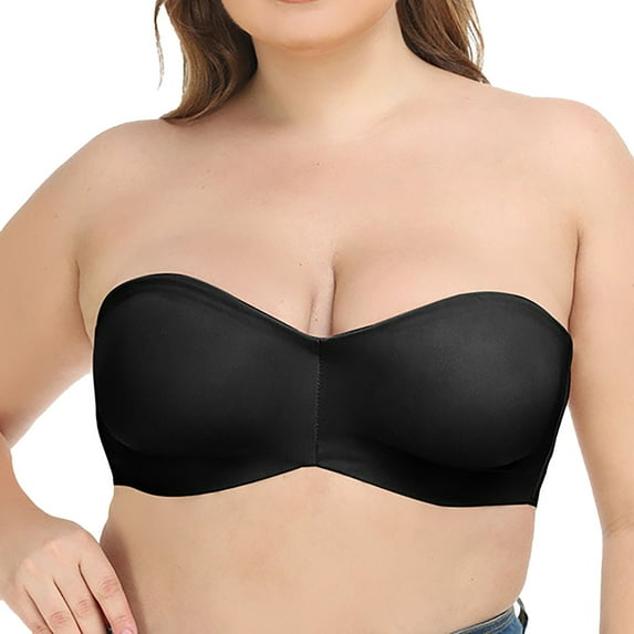 Hontri Wirefree Comfort Bra - Breathable Cotton Bralette with Removable Padding, Seamless Strapless Design for Everyday Wear (Black | 75F)