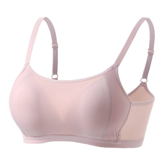 Hontri Wirefree Comfort Bra - Breathable Cotton Bralette with Removable Padding, Seamless Strapless Design for Everyday Wear (Pink | S)