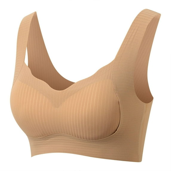 Hontri Wireless Anti-Sag Bras for Women - Full Support Smoothing Sports Bras (Plus Size, Everyday Lift & Comfort) Khaki L