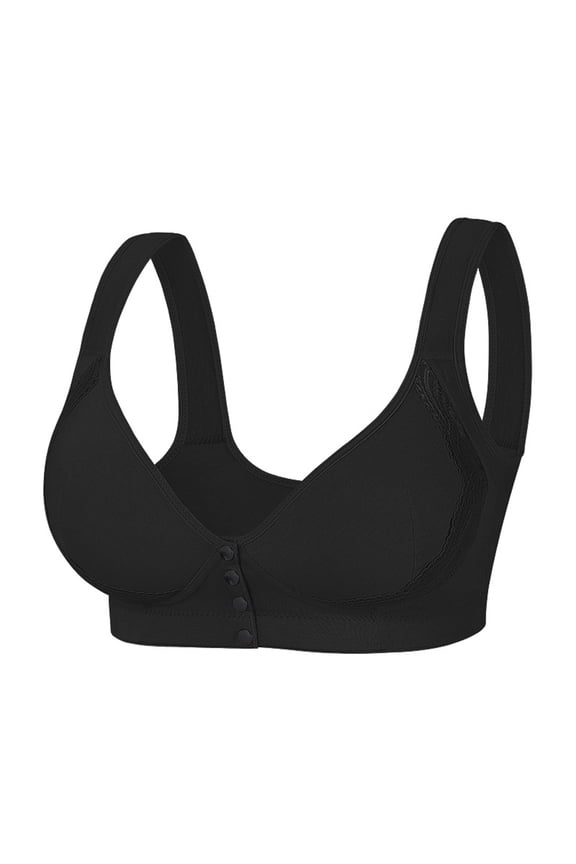 Wireless Front Closure Bras - Plus Size Full Coverage Comfort Bras, Breathable No-Underwire Everyday Bralette (3-Pack) (Black | 46B)
