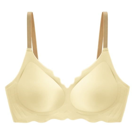 Hontri Wireless Full Coverage Sports Bra Women's No Underwire Bralette - Full Coverage Soft Support Sports Bra - Comfortable Everyday & Light Workout Bra (S-XXL) (Yellow | XL)