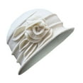 thumbnail image 1 of Hontri Women Baseball Cap Clearance! Women's Ladies Elegant Wool Flower Hat Winter Vintage Cloche Bucket Cap White, 1 of 2