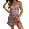 thumbnail image 1 of Hontri Women Nightgowns in Clearance, Women's Sleepwear Custom Label Rope Casual Pyjama Letter Milk Silk Nightgowns Pajamas Pretty Ruffles Night Dress Purple Xl under $10, 1 of 9