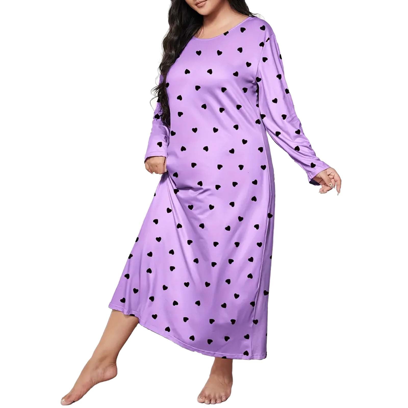 GYS Women's Long Sleeve Nightgown – V Neck Viscose Sleep Dress, Plus Size, Aqua Large - View #5