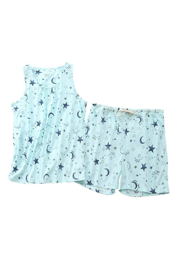 Women Pajama Sets Women Cotton Sleepwear Short Sets Tank&Short Pajamas Sets Green Xl