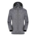 thumbnail image 1 of Hontri Women Solid Rain Jacket Outdoor Plus Size Hooded Windproof Loose Coat Water Proof Raglan Cuff Storage Bag Plus Size Coat Grey L, 1 of 4
