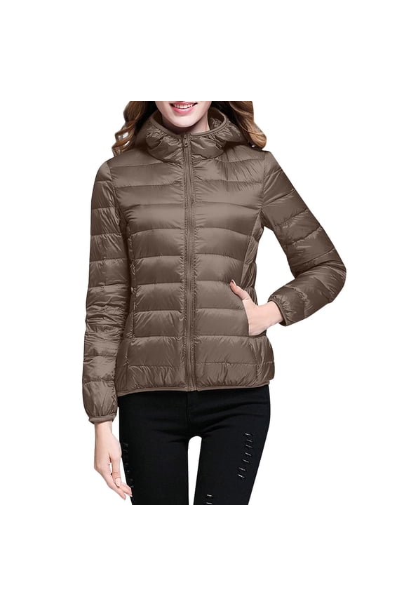 Women Warm Lightweight Jacket Hooded Windproof Winter Coat with Recycled Insulation Winter Slim Short Hooded Warm White Duck Down Coat Outerwear on Sales