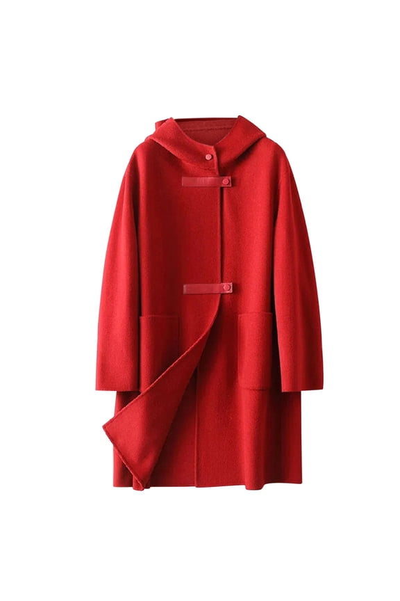 Women's Anoraks, Women Lapel Long Trench Hooded Jacket Autumn Coats Slim Jacket Long Outwear Womens Red Xl
