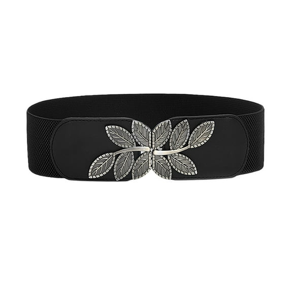Hontri Women's Belts for Jeans Stretch Wild Fashion Dress Wide Belt Buckle Waistband Elastic Women's Waist Belt Women Belt Black